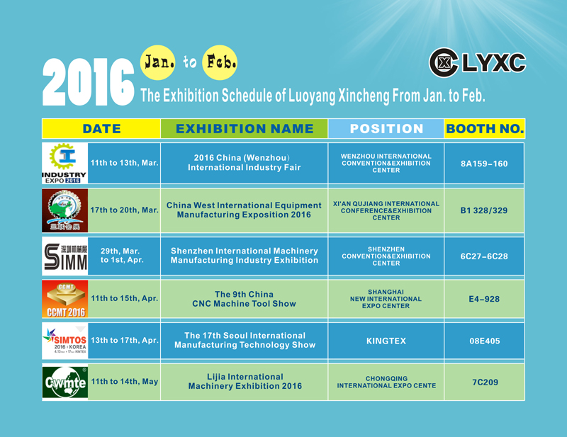 Exhibition schedule of Luoyang Xincheng